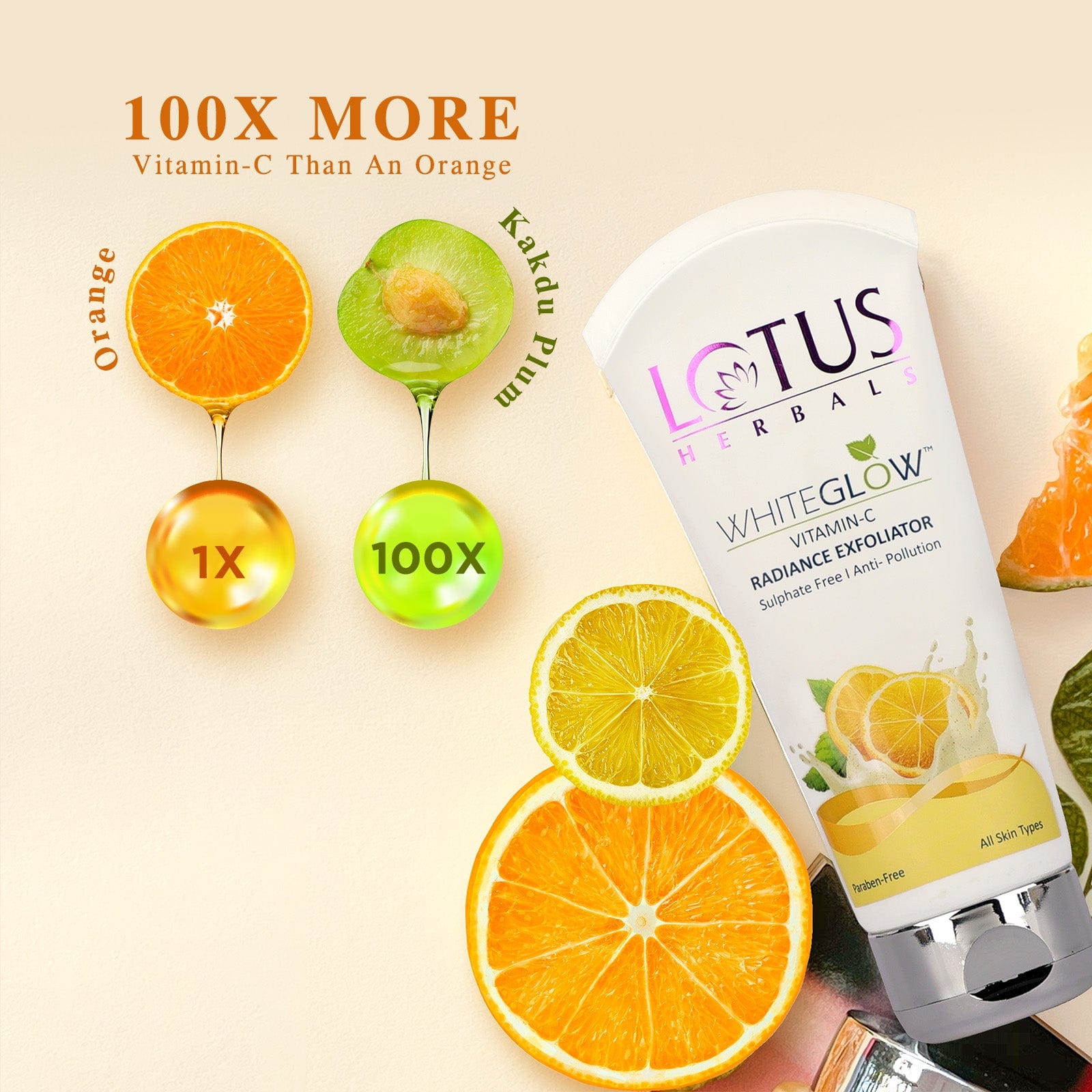 Lotus Herbals WhiteGlow Vitamin-C Radiance Exfoliator, 100g