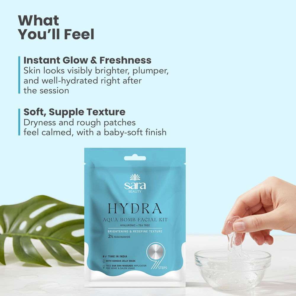SARA Hydra Aqua Bomb Facial Kit For Skin Brightening With Hyaluronic and Tea Tree - Image 5 - Buy from Indicrest