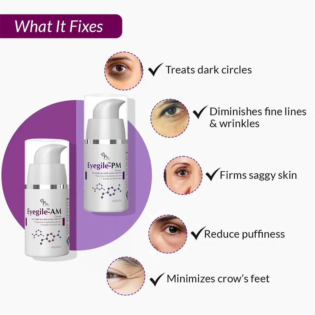 Fixderma Eyegile-AM & PM | Rejuvenating AM-PM Under-Eye Cream Duo, 30g - Image 3 - Buy from Indicrest