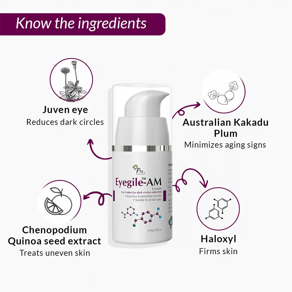 Fixderma Eyegile-AM & PM | Rejuvenating AM-PM Under-Eye Cream Duo, 30g - Image 6 - Buy from Indicrest