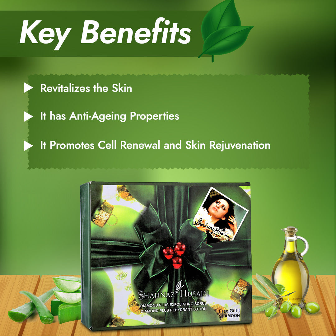 Shahnaz Husain Diamond Plus Kit-A, Scrub 40g + Lotion 40g + Shamoon 100ml - Image 2 - Buy from Indicrest
