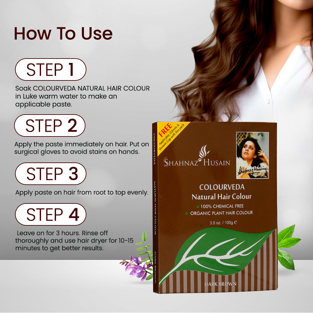 Shahnaz Husain Colourveda Natural Hair Colour, 100g (DARK BROWN) - Image 5 - Buy from Indicrest