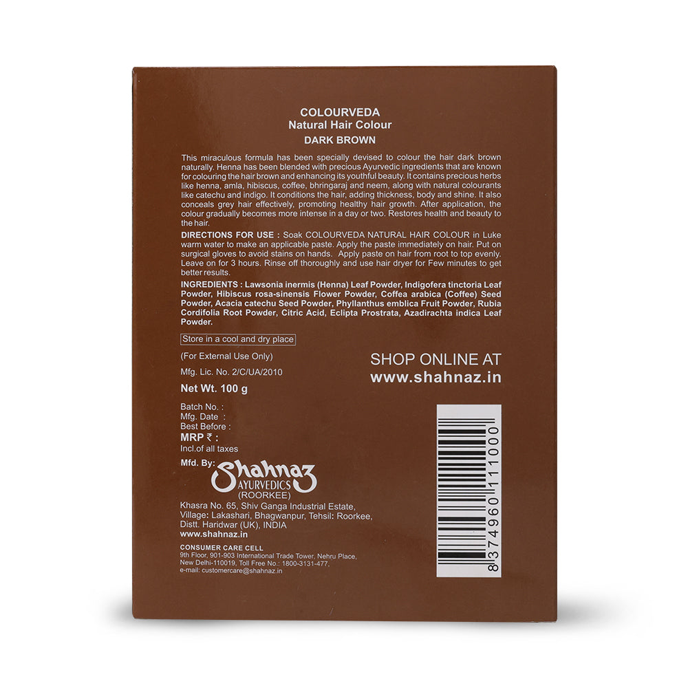 Shahnaz Husain Colourveda Natural Hair Colour, 100g (DARK BROWN) - Image 7 - Buy from Indicrest