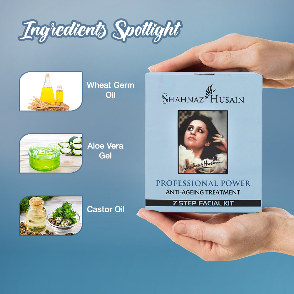 Shahnaz Husain Professional Power Anti-Ageing Treatment 7 Step Facial Kit, 48g + 15ml - Image 2 - Buy from Indicrest