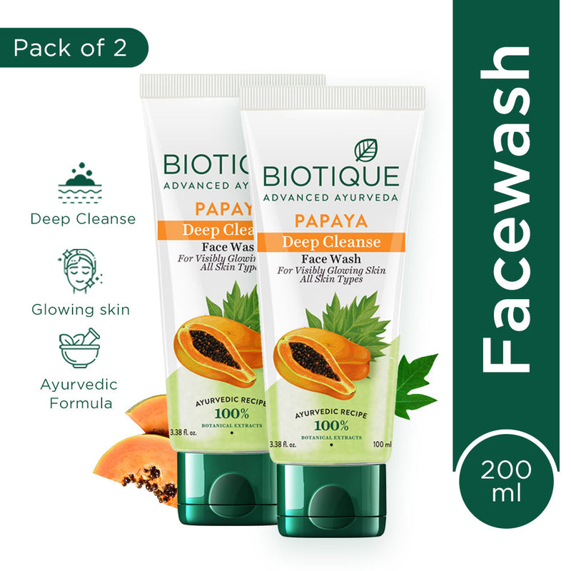 Biotique Papaya Deep Cleanse Face Wash - Pack of 2, 100ml - Buy from Indicrest