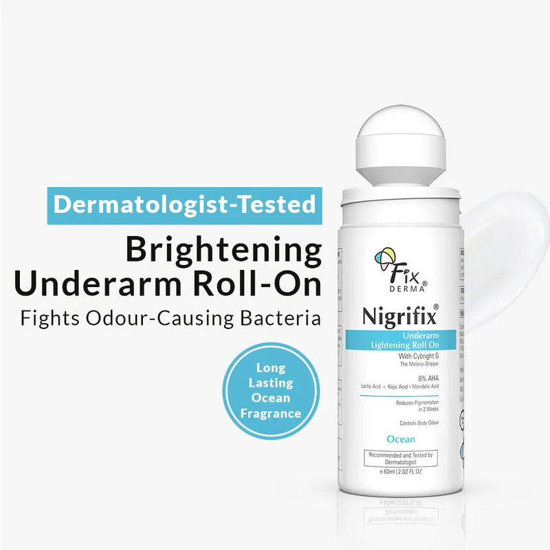 Fixderma Nigrifix Underarm Lightening Roll On | 6% AHA to Reduce Underarm Pigmentation in 2 Weeks, 60ml - Buy from Indicrest