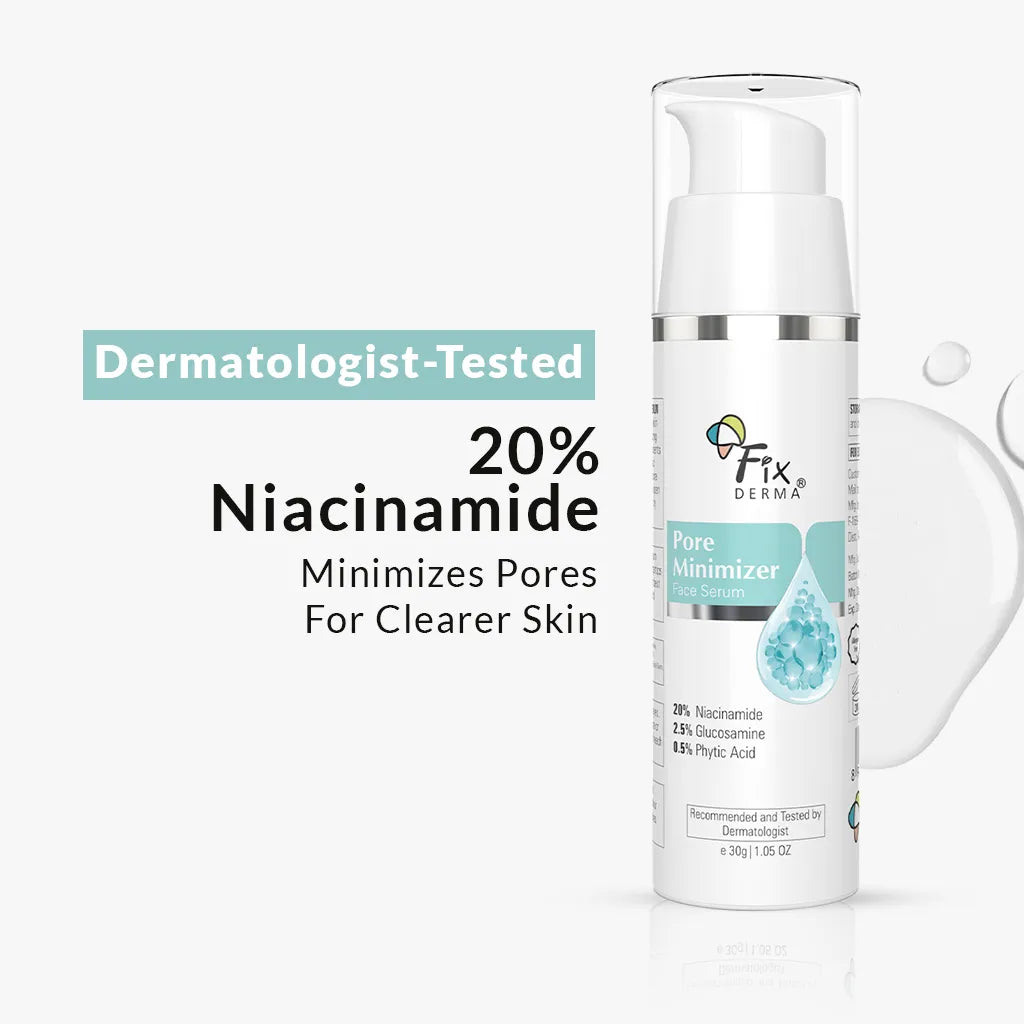 Fixderma Pore Minimizer Face Serum | 20% Niacinamide for Minimizing Enlarged Pores Over Time, 30g - Buy from Indicrest