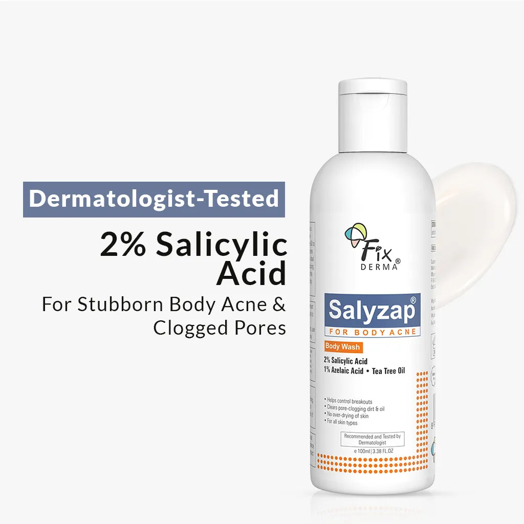 Fixderma Salyzap Body Wash | Soap-Free Wash to Combat Stubborn Body Acne, 100ml - Buy from Indicrest