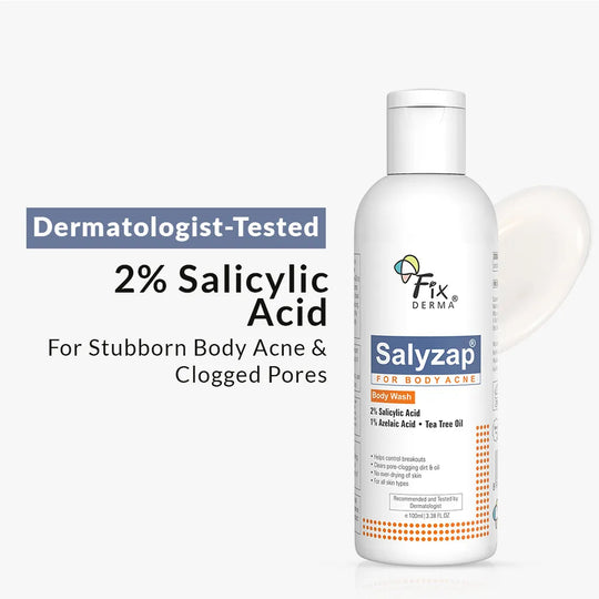Fixderma Salyzap Body Wash | Soap-Free Wash to Combat Stubborn Body Acne, 100ml - Buy from Indicrest