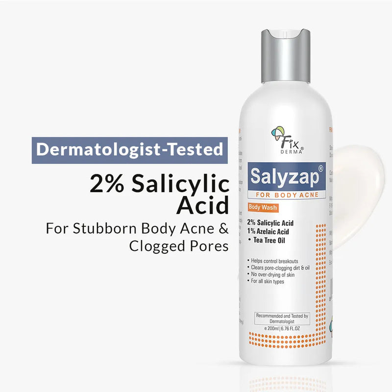 Fixderma Salyzap Body Wash 200g | Soap-Free Wash to Combat Stubborn Body Acne, 200ml - Buy from Indicrest