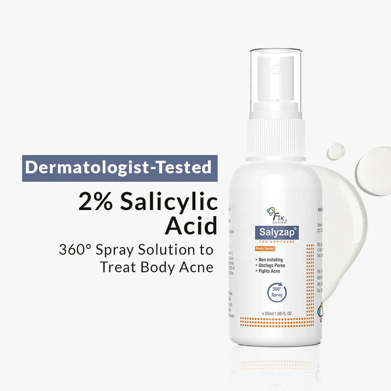 Fixderma Salyzap Spray for Body Acne | Effective spray for all-round treatment of body acne, 50ml - Buy from Indicrest