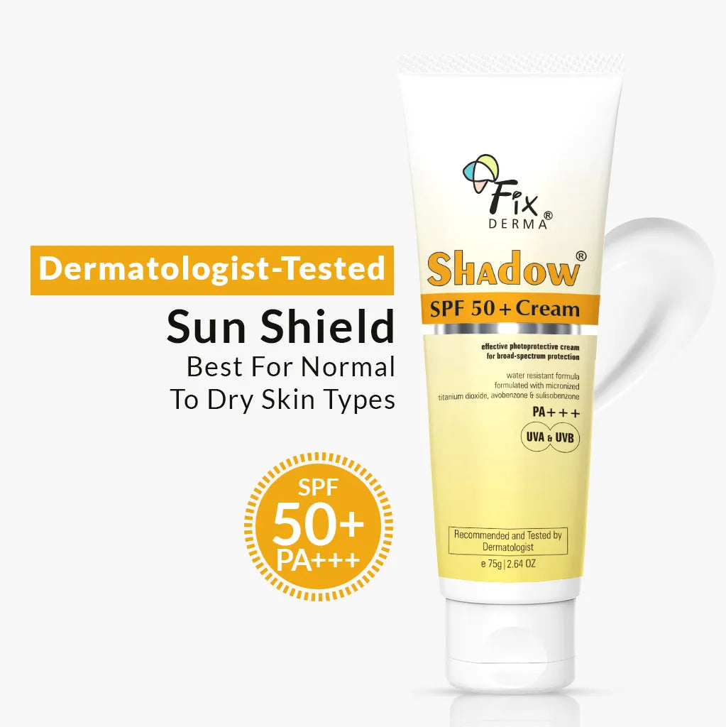 Fixderma Shadow Sunscreen SPF 50 + Cream | Broad-Spectrum SPF 50+ Protection for Dry Skin, 75g - Buy from Indicrest