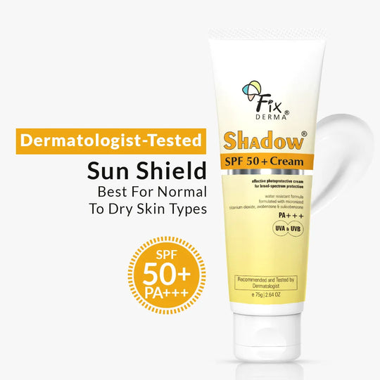 Fixderma Shadow Sunscreen SPF 50 + Cream | Broad-Spectrum SPF 50+ Protection for Dry Skin, 75g - Buy from Indicrest