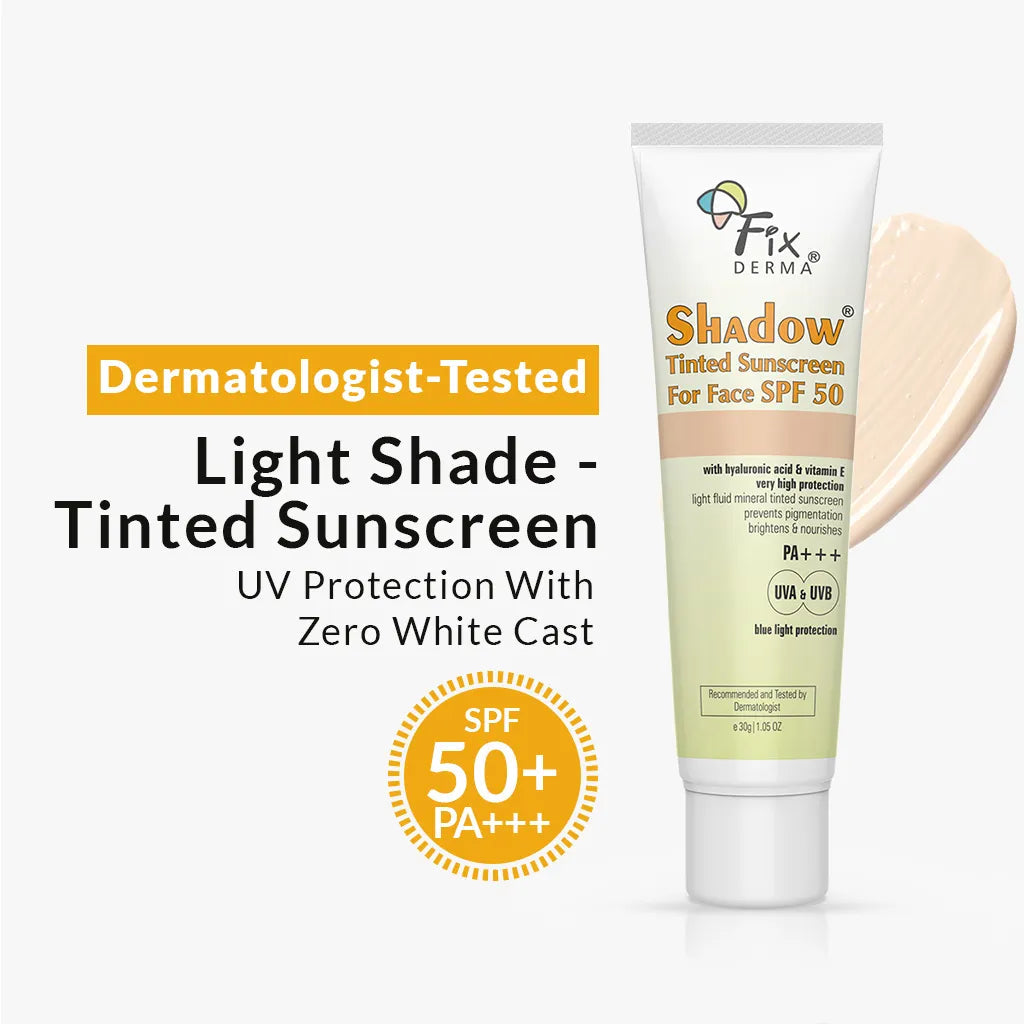 Fixderma Shadow SPF 50+ Tinted Sunscreen | 1% Hyaluronic Acid sunscreen, available in four flexible shades, 30g - Buy from Indicrest