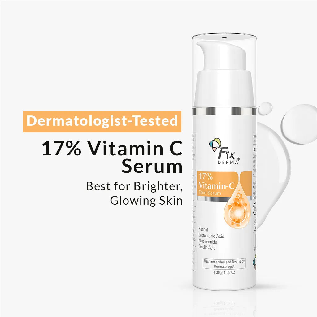 Fixderma 17% Vitamin C Face Serum | Quick Absorbing Serum for Bright & Even Toned Skin, 30g - Buy from Indicrest