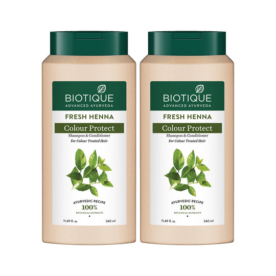 Biotique Fresh Henna Colour Protect Shampoo & Conditioner, 340ml (Pack of 2) - Buy from Indicrest