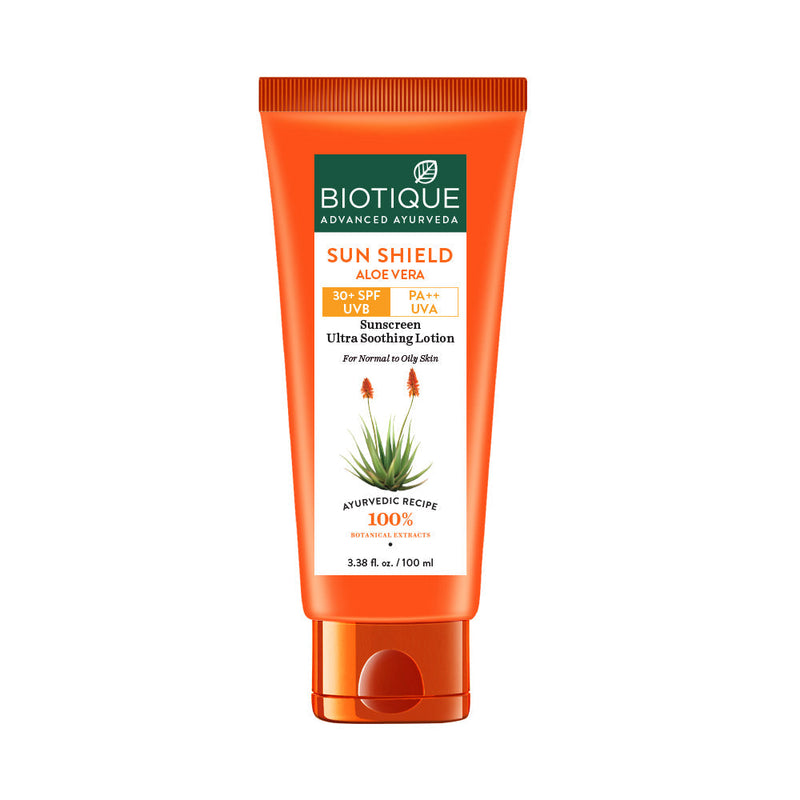 Biotique Sun Shield Aloe Vera 30+ SPF Sunscreen Lotion, 100ml Buy from Indicrest