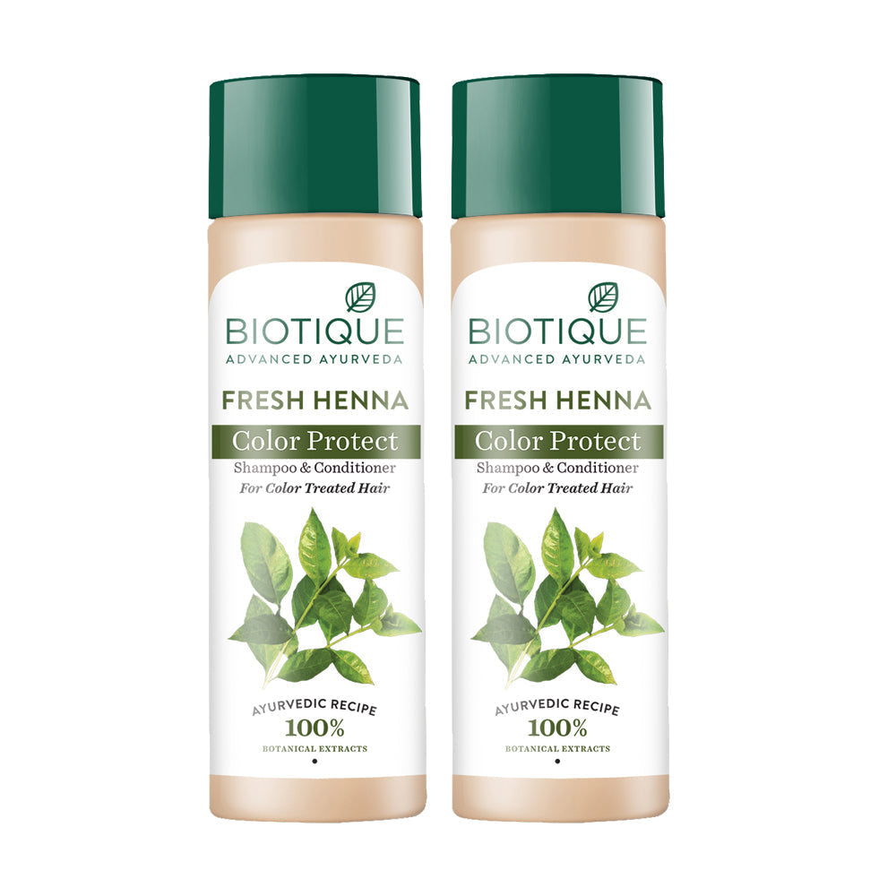 Biotique Fresh Henna Colour Protect Shampoo & Conditioner, 190ml (Pack of 2) - Buy from Indicrest
