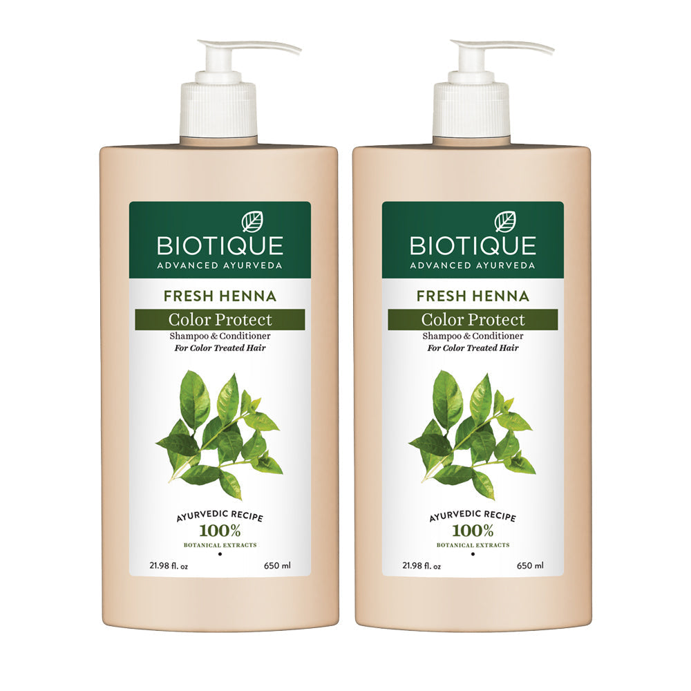 Biotique Fresh Henna Colour Protect Shampoo & Conditioner, 650ml (Pack of 2) - Buy from Indicrest