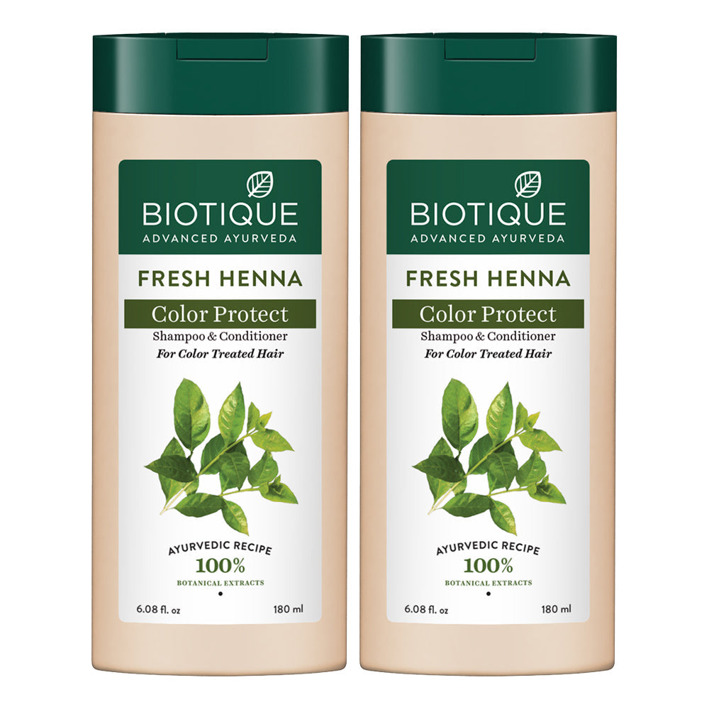 Biotique Fresh Henna Colour Protect Shampoo & Conditioner, 180ml (Pack of 2) - Buy from Indicrest