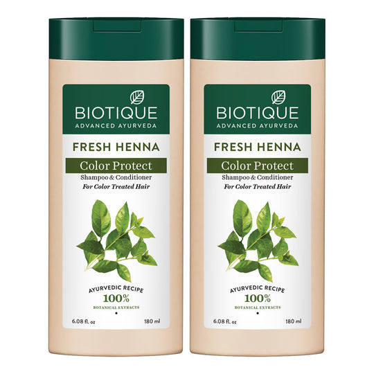 Biotique Fresh Henna Colour Protect Shampoo & Conditioner, 180ml (Pack of 2) - Buy from Indicrest