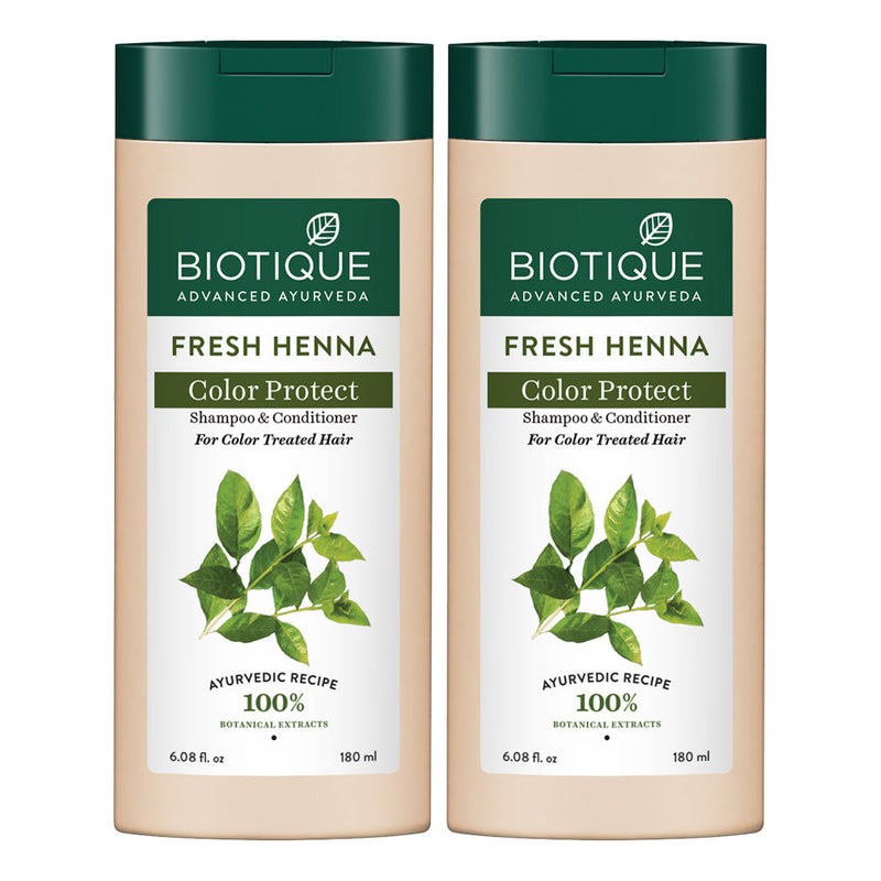 Biotique Fresh Henna Colour Protect Shampoo & Conditioner, 180ml (Pack of 2) - Buy from Indicrest