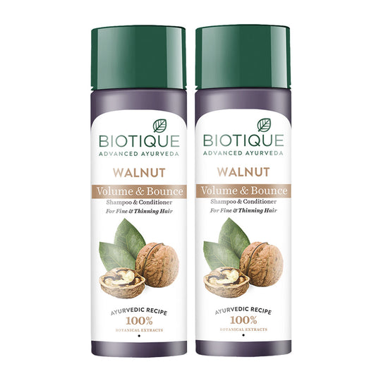 Biotique Walnut Volume & Bounce Shampoo & Conditioner For Fine & Thinning Hair, 190ml (Pack of 2) - Buy from Indicrest