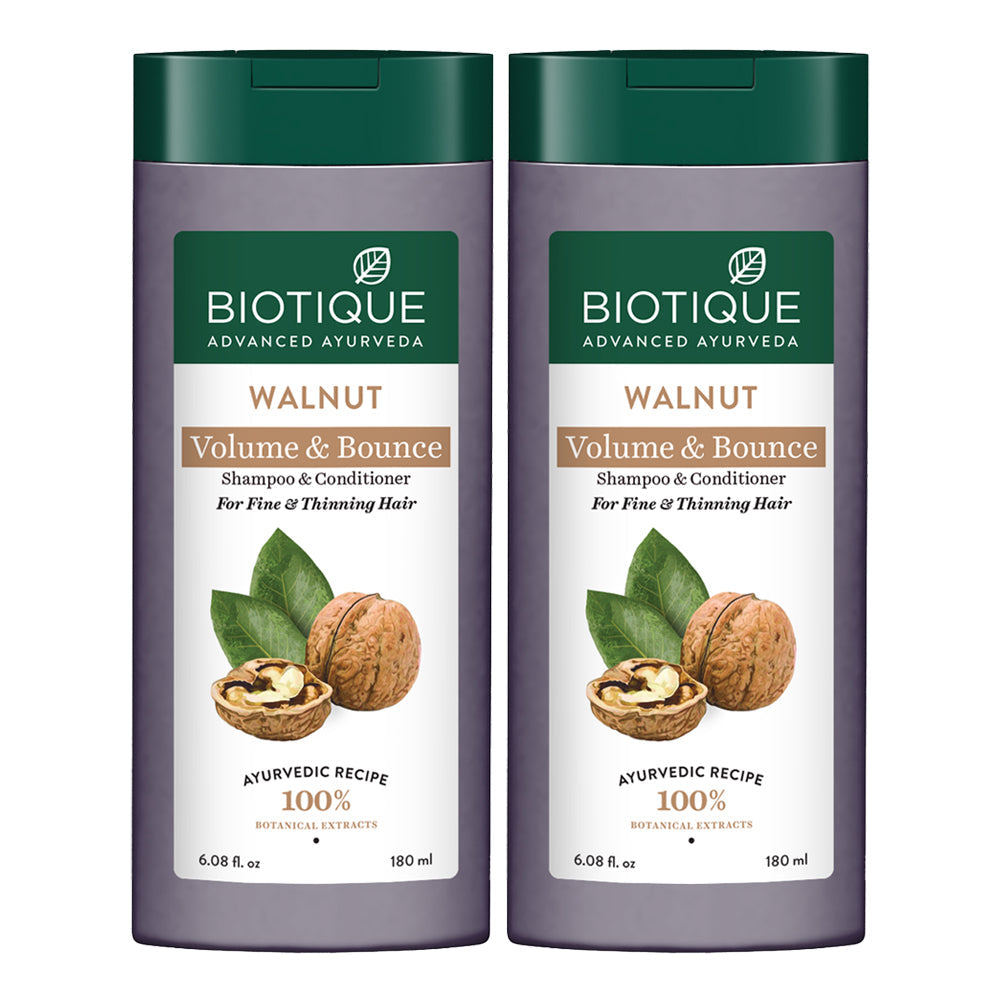 Biotique Walnut Bark Volumizing Shampoo for Fine & Thinning Hair, 180 ml (Pack of 2) - Buy from Indicrest