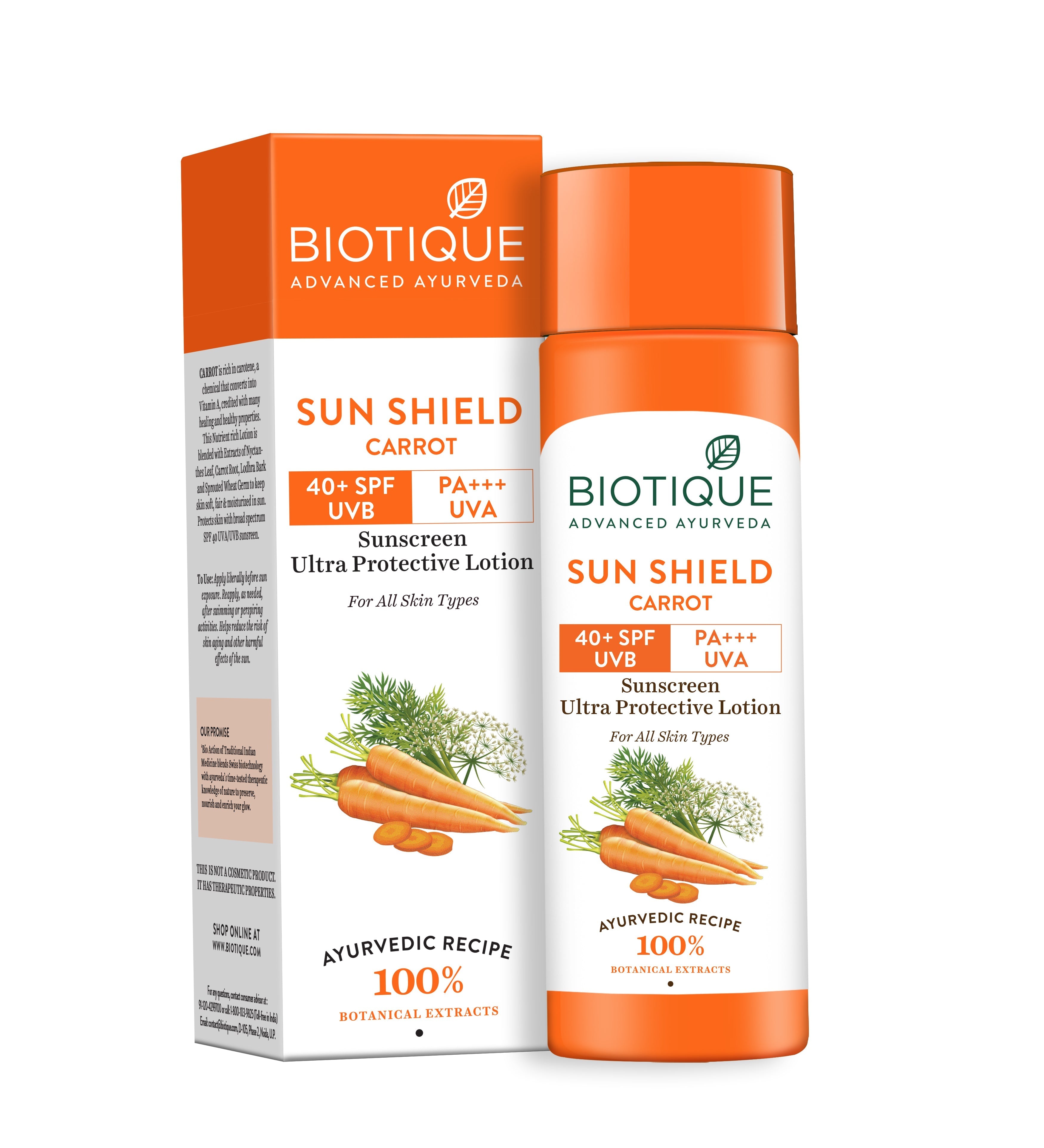 Biotique Sun Shield Carrot Sunscreen SPF 40+, 190ml Buy from Indicrest
