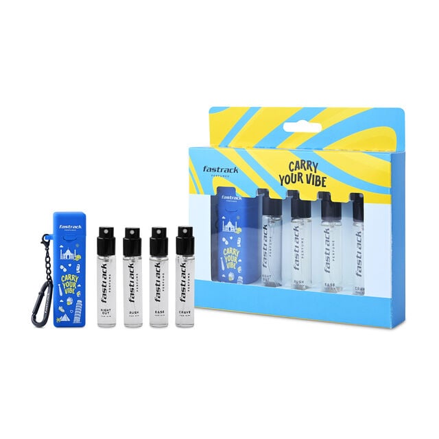 Skinn By Titan Fastrack Discovery Perfume for Men | Best for travel & for gift | 8ml x 4 Premium Scents- Ease, Night Out,Crave & Rush | Fresh & Woody | 32ml - Image 4 - Buy from Indicrest