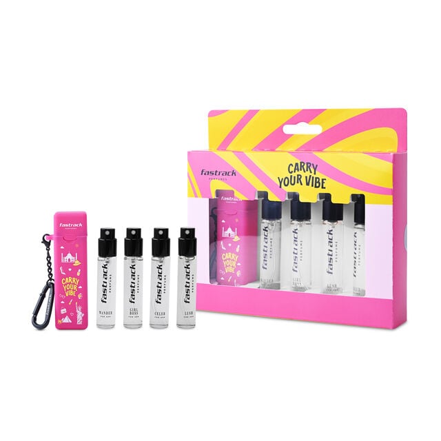 Skinn By Titan Fastrack Discovery Perfume for Women | Best for travel & for gift | 8ml x 4 Premium Scents- Girl Boss, Lush, Celeb & Wander | Fresh & Woody | 32ml - Image 4 - Buy from Indicrest