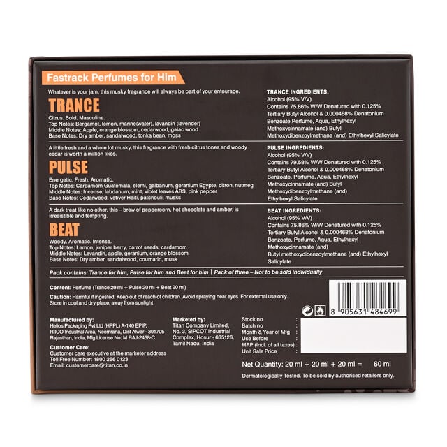 Skinn By Titan Fastrack Travel Pack for Him (20ml X 3) - Image 3 - Buy from Indicrest