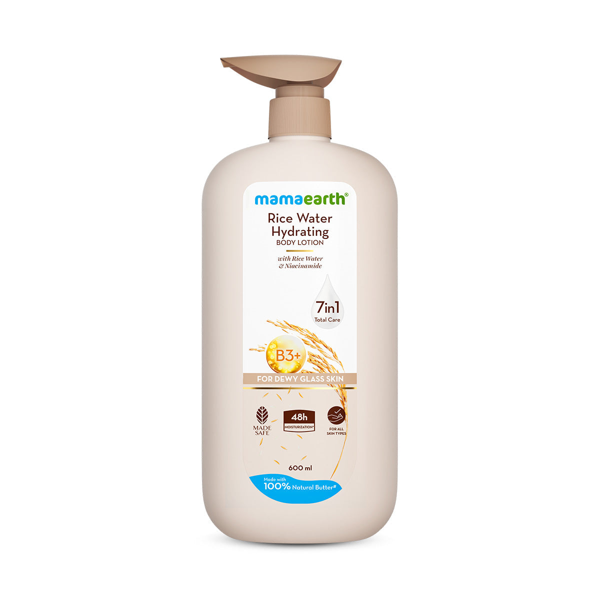 Mamaearth Rice Water Hydrating Body Lotion with Rice Water & Niacinamide for Dewy Glass Skin, 600ml - Image 9 - Buy from Indicrest