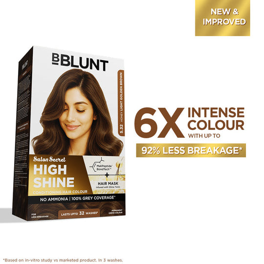 Bblunt High Shine Conditioning Hair Colour, Honey Light Brown Shade 5.32 - Buy from Indicrest
