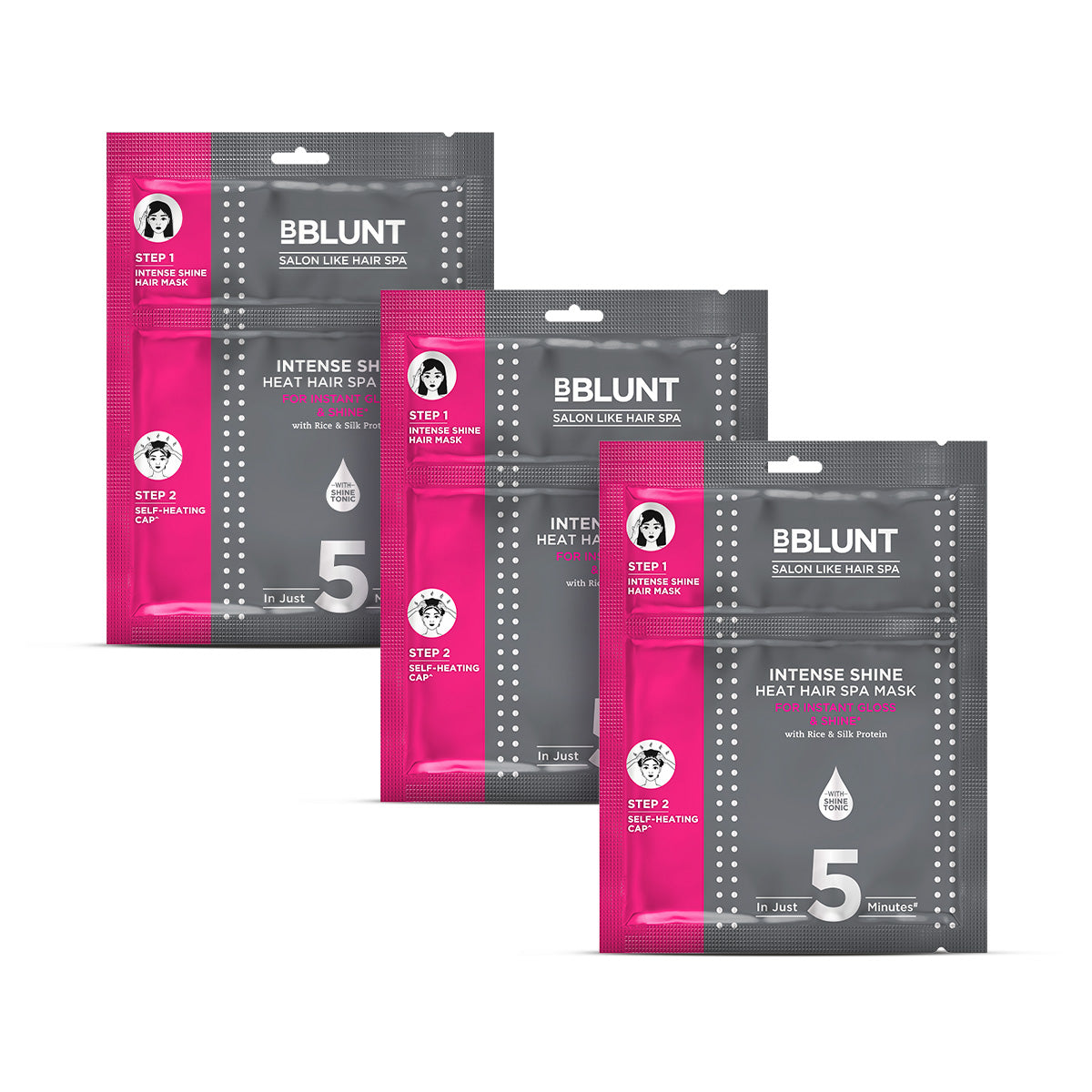 Bblunt Intense Shine Heat Hair Spa Mask with Rice & Silk Protein for SalonLike Hair Spa at Home, 70g, Pack of 3 - Buy from Indicrest