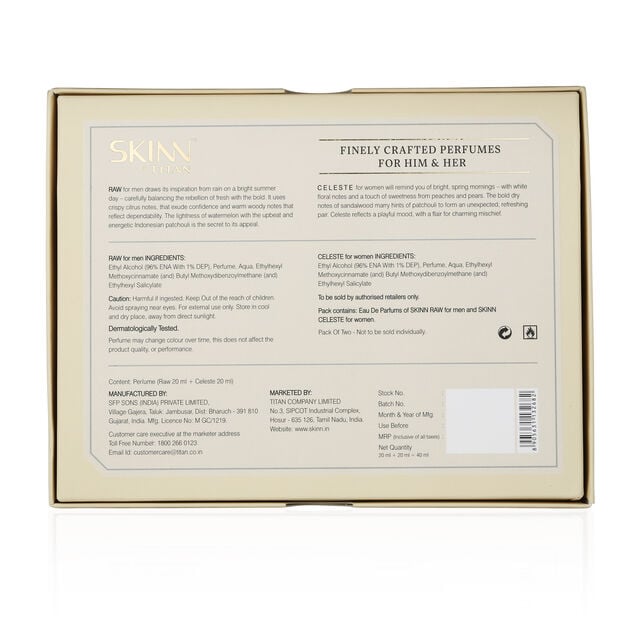SKINN Raw and Celeste gift pack Eau De Parfum, 20ml x 2 - Image 4 - Buy from Indicrest