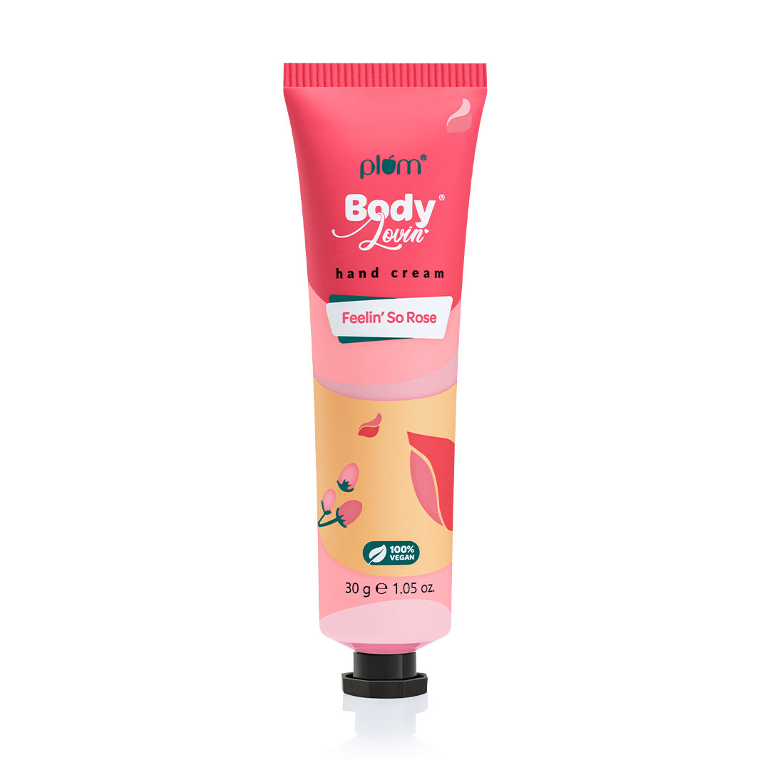 Plum Feelin' So Rose Hand Cream by Plum Body Lovin' | Ultra Moisturizing With Shea Butter | Fresh Rose Fragrance With A Musky Twist | Non-Greasy & Lightweight, 30g