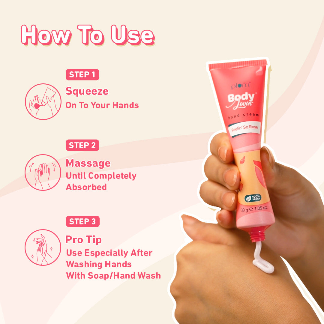 Plum Feelin' So Rose Hand Cream by Plum Body Lovin' | Ultra Moisturizing With Shea Butter | Fresh Rose Fragrance With A Musky Twist | Non-Greasy & Lightweight, 30g