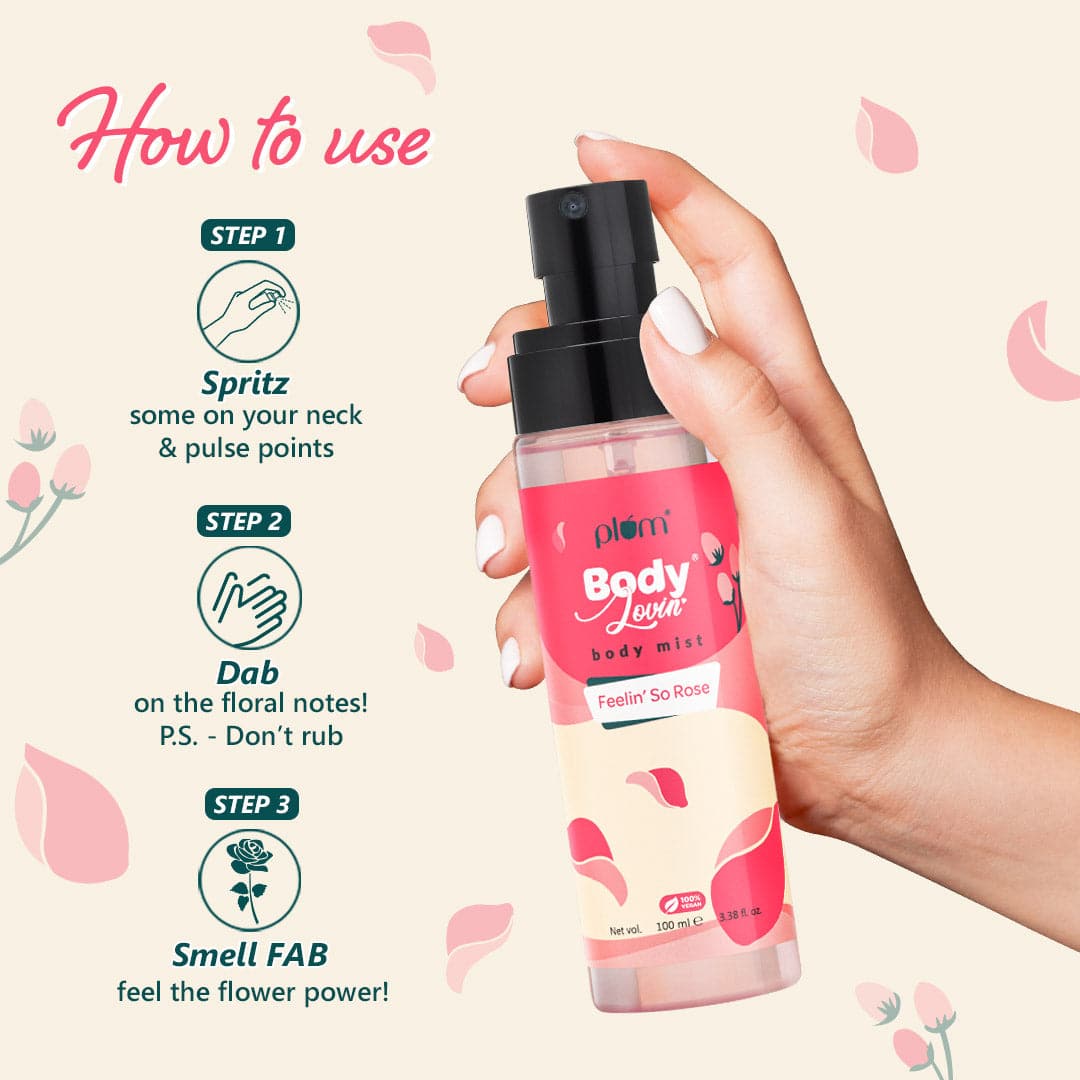 Plum Feelin' So Rose Body Mist by Plum BodyLovin' | Long Lasting | Travel-Friendly | Musky Rose Fragrance | Perfume Body Spray, 150ml