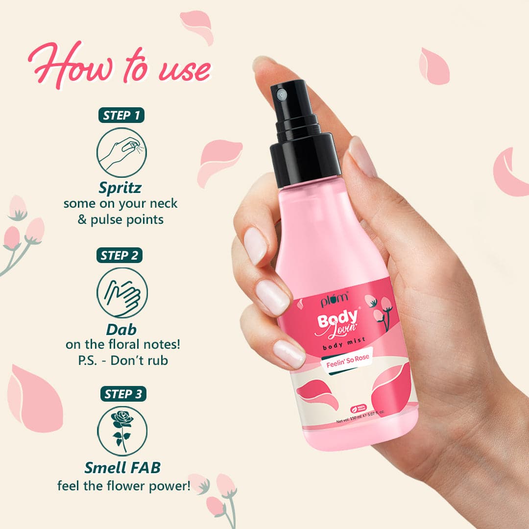 Plum Feelin' So Rose Body Mist by Plum BodyLovin' | Long Lasting | Travel-Friendly | Musky Rose Fragrance | Perfume Body Spray, 150ml
