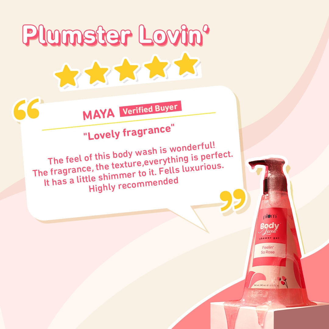 Plum Feelin' So Rose Shower Gel by Plum BodyLovin' | SLS-Free | Hydrating Formula | Musky Rose Fragrance | Aloe-Infused Body Wash, 240ml