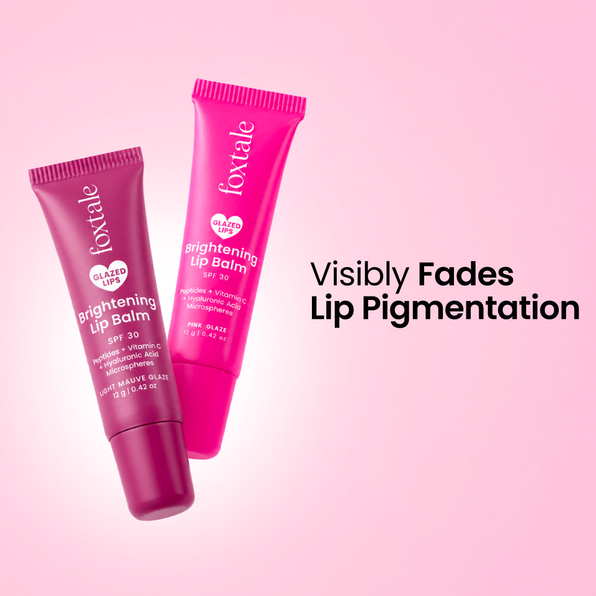 Foxtale Brightening Lip Balm | Kit of 2 Fades pigmentation, heals chapped lips & brightens lips in 15 days. | 24g | Pink + Light Mauve Glaze - Buy from Indicrest