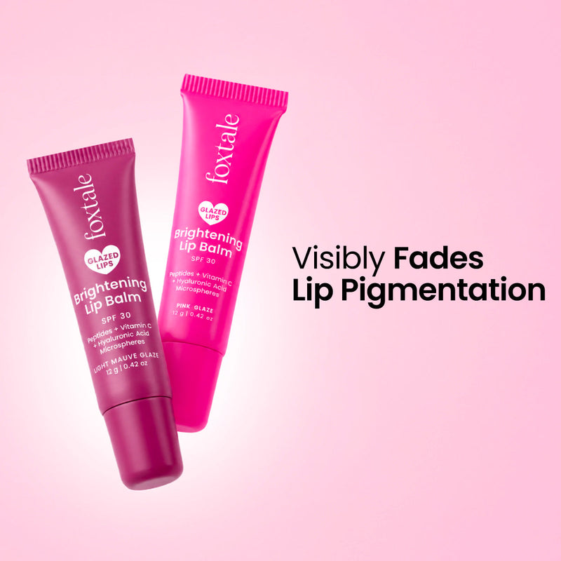 Foxtale Brightening Lip Balm | Kit of 2 Fades pigmentation, heals chapped lips & brightens lips in 15 days. | 24g | Pink + Light Mauve Glaze - Buy from Indicrest