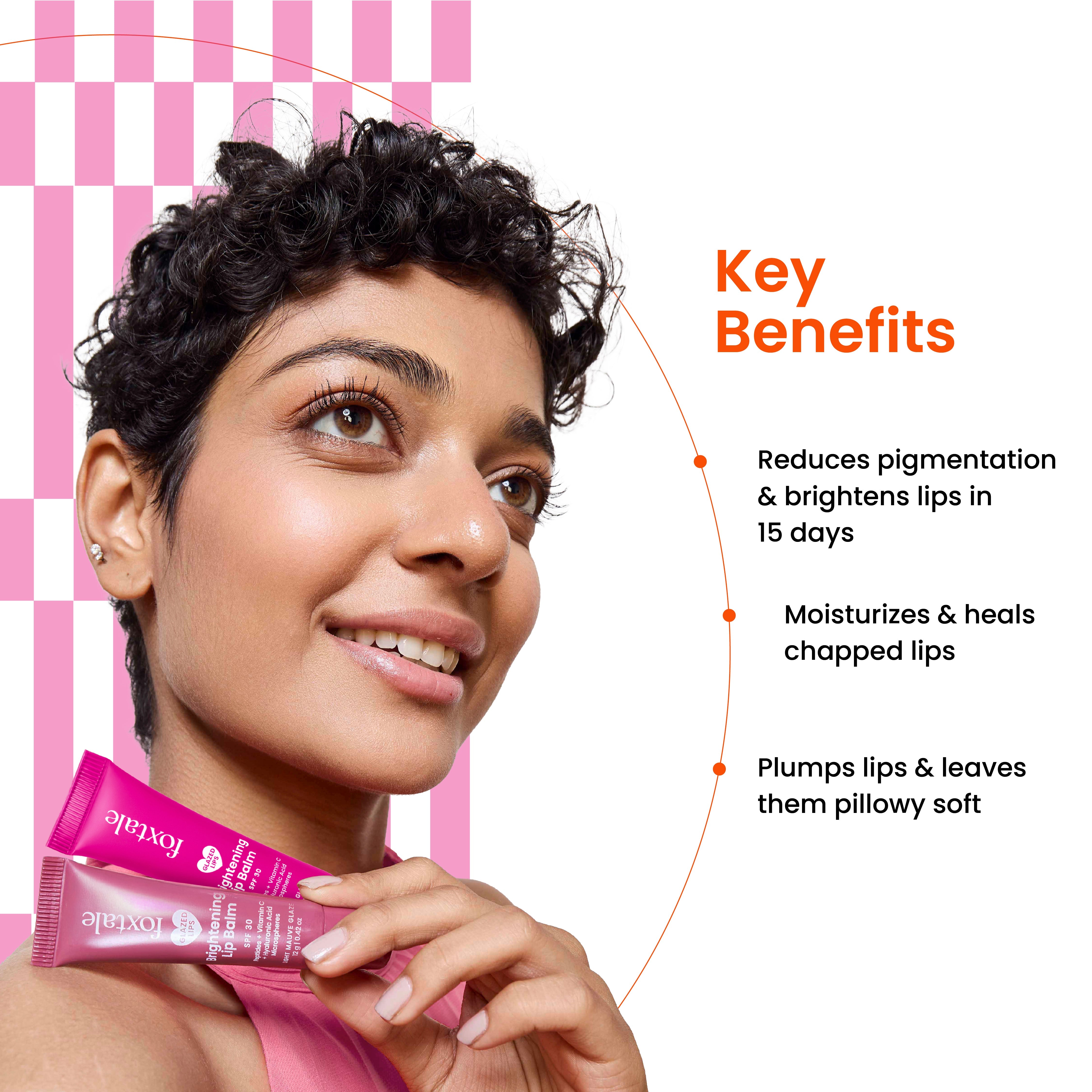 Foxtale Brightening Lip Balm | Kit of 2 Fades pigmentation, heals chapped lips & brightens lips in 15 days. | 24g | Pink + Light Mauve Glaze - Image 2 - Buy from Indicrest