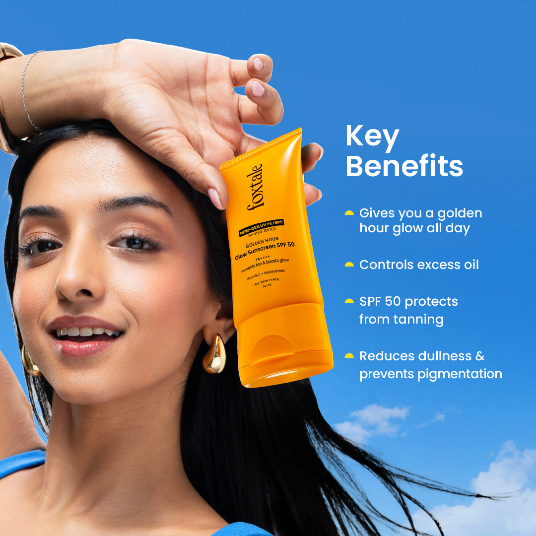Foxtale Glow sunscreen SPF 50, In-Vivo Tested with PA++++ Bright, Protected Skin with Vitamin C + Niacinamide | 100% New-Gen UV Filters | 50ml - Image 12 - Buy from Indicrest
