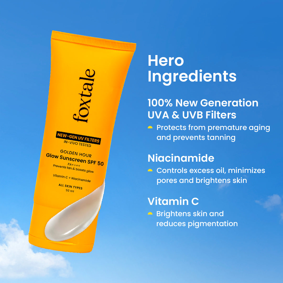 Foxtale Glow sunscreen SPF 50, In-Vivo Tested with PA++++ Bright, Protected Skin with Vitamin C + Niacinamide | 100% New-Gen UV Filters | 50ml - Image 13 - Buy from Indicrest