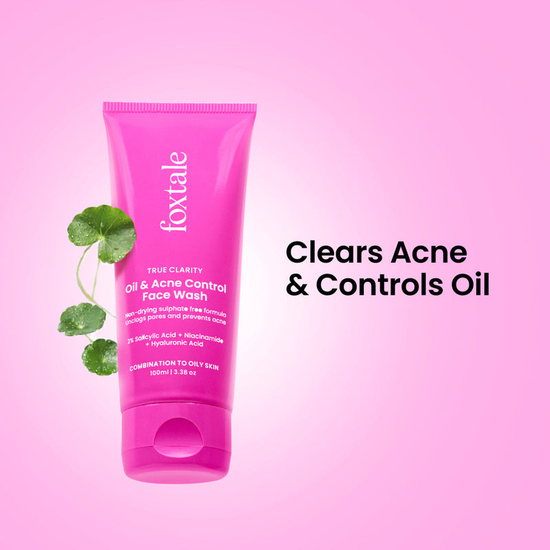 Foxtale Oil & Acne Control Face Wash Controls Excess Oil | Treats Active Acne | Calms Monsoon Flare-Ups in 3 Days | 100ml - Buy from Indicrest