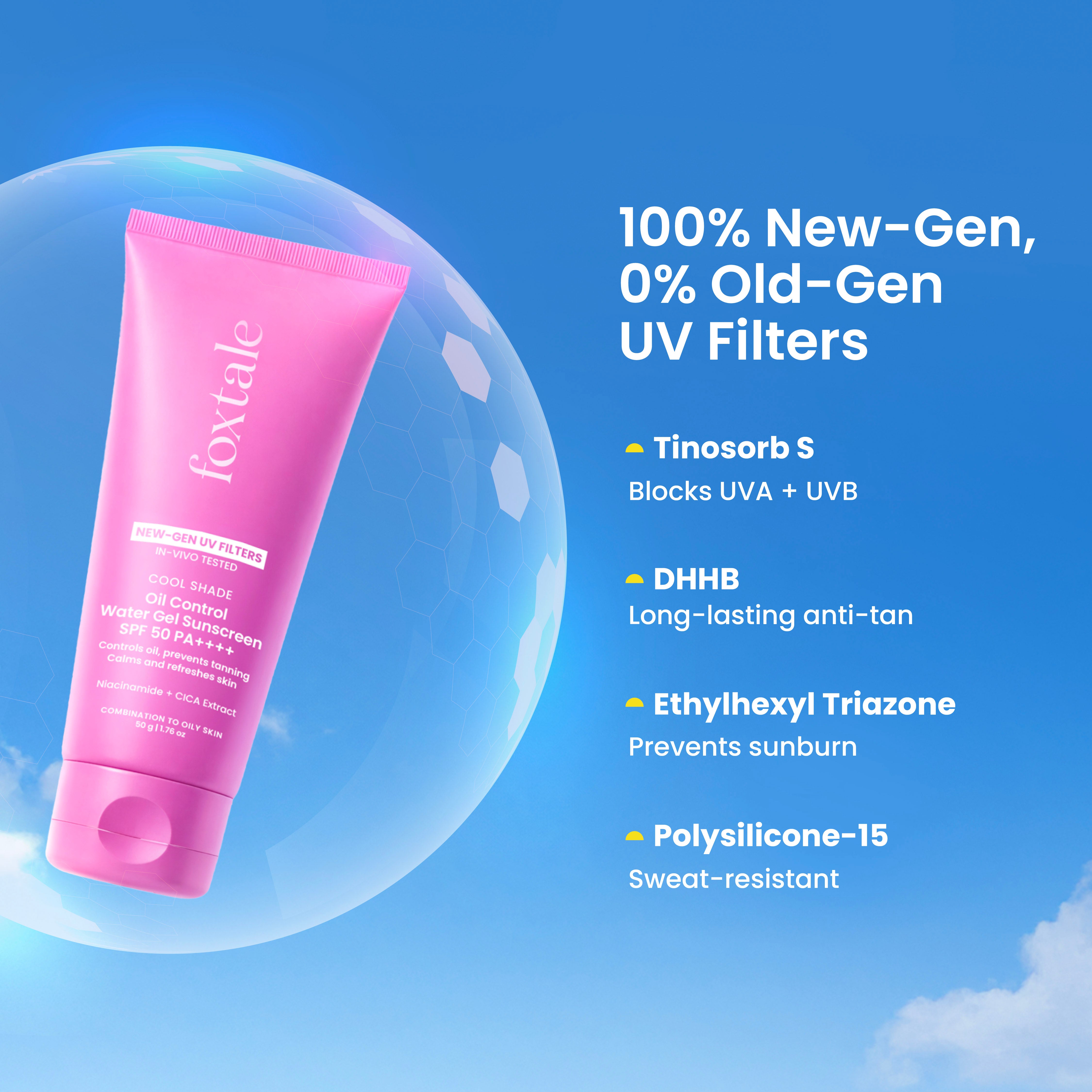 Foxtale Ice-burst Cooling SPF 50 Matte Gel Sunscreen for Oily skin | In-Vivo Tested Mattifies & Controls Oil | Lightweight & Non-Comedogenic | 100% New-Gen UV Filters | No White Cast | 50g - Image 4 - Buy from Indicrest