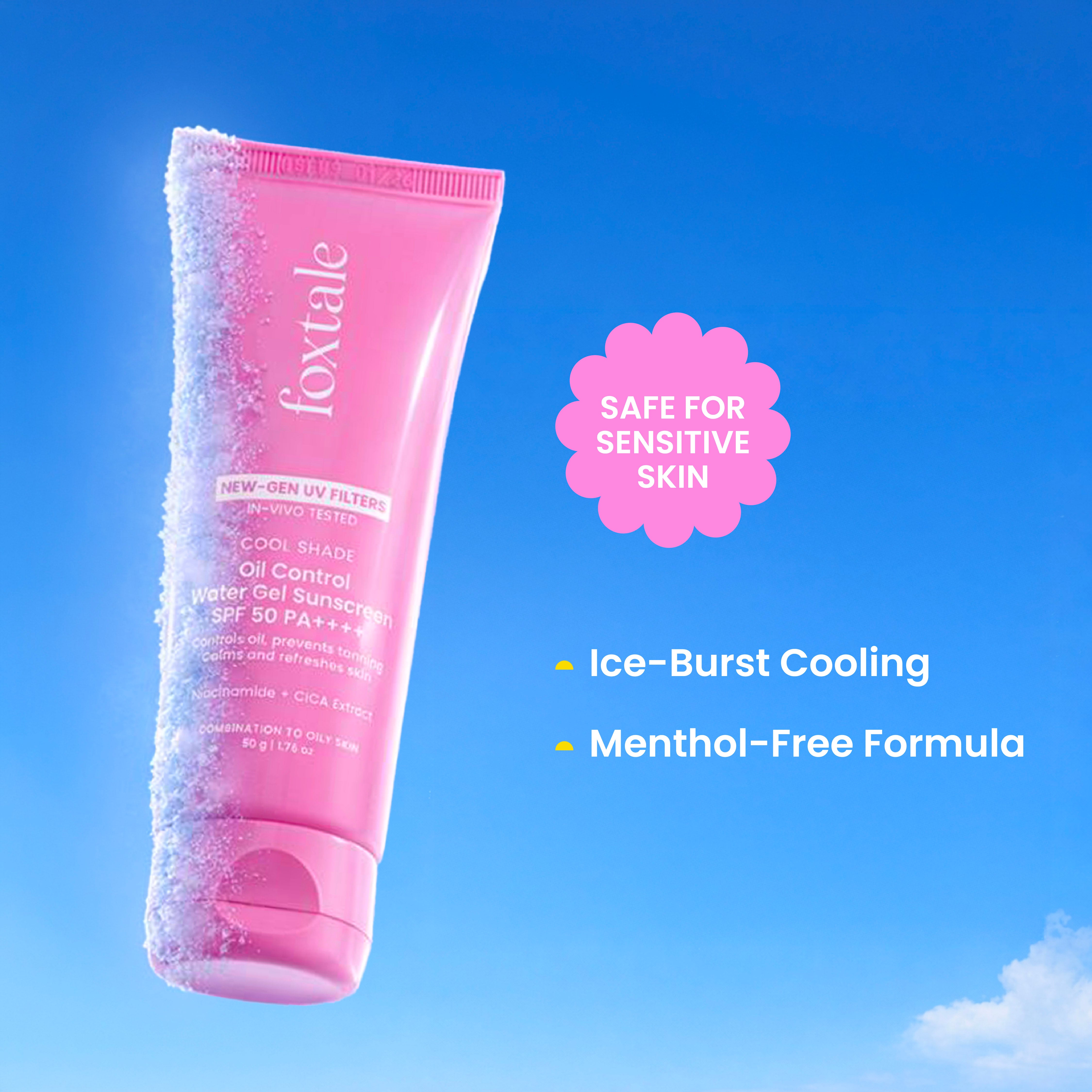 Foxtale Ice-burst Cooling SPF 50 Matte Gel Sunscreen for Oily skin | In-Vivo Tested Mattifies & Controls Oil | Lightweight & Non-Comedogenic | 100% New-Gen UV Filters | No White Cast | 50g - Image 9 - Buy from Indicrest