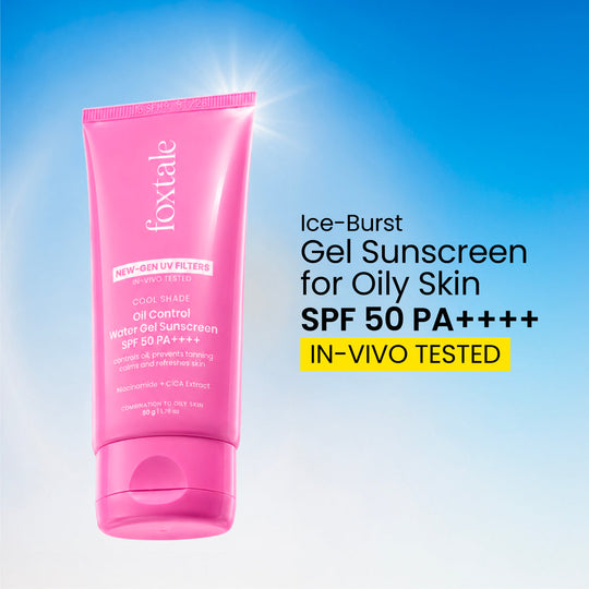 Foxtale Ice-burst Cooling SPF 50 Matte Gel Sunscreen for Oily skin | In-Vivo Tested Mattifies & Controls Oil | Lightweight & Non-Comedogenic | 100% New-Gen UV Filters | No White Cast | 50g - Buy from Indicrest